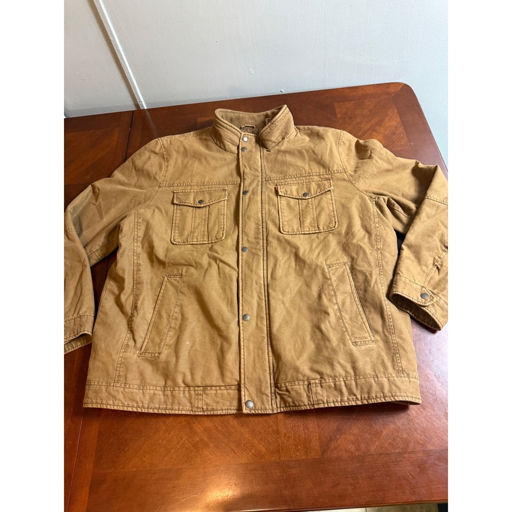 Levi Strauss Mens XXL Tan Brown Cotton Canvas Quilted Lined Field Jacket Coat